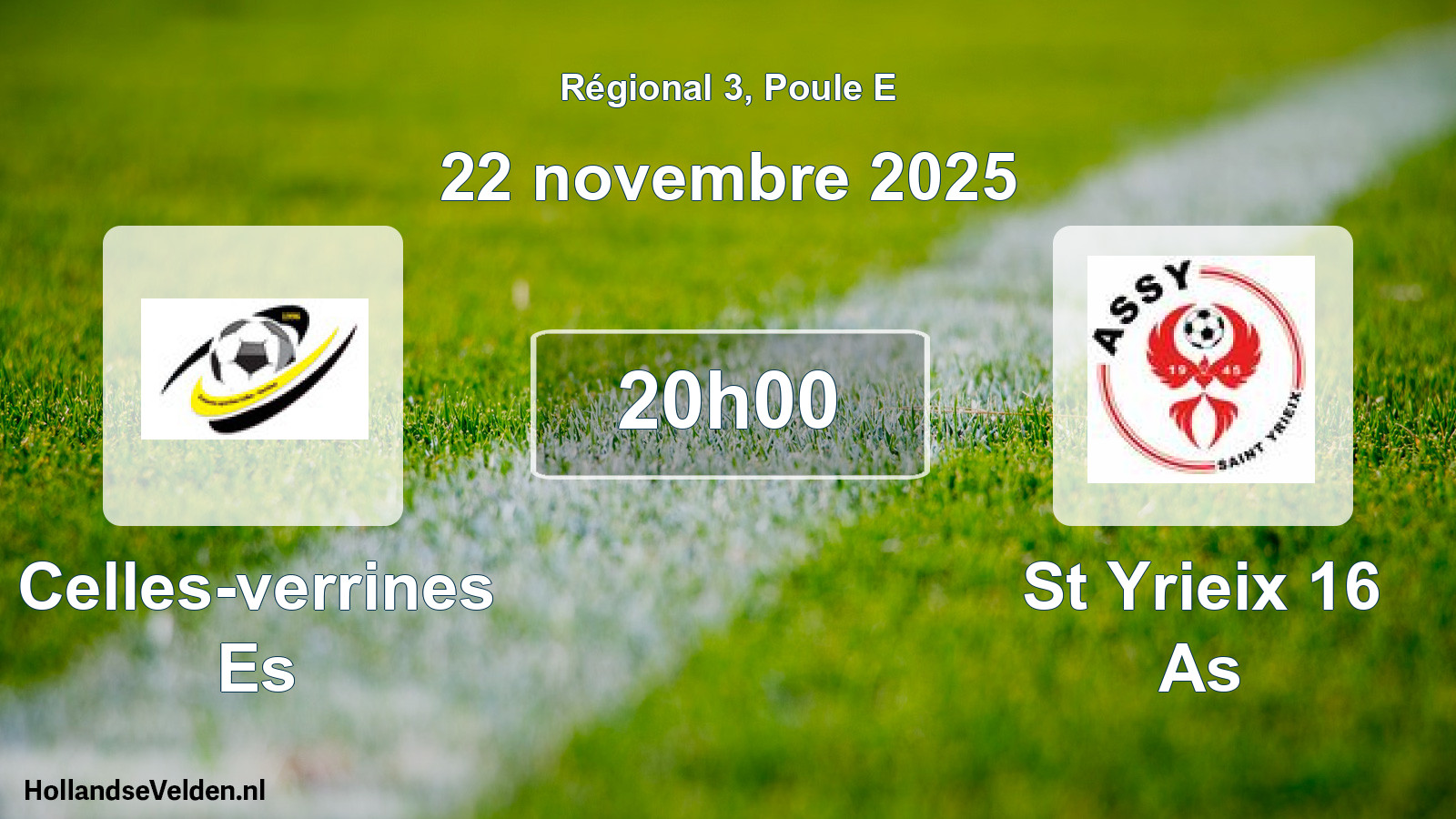 Geplande wedstrijd: Celles-verrines Es - St Yrieix 16 As (22 novembre 2025)