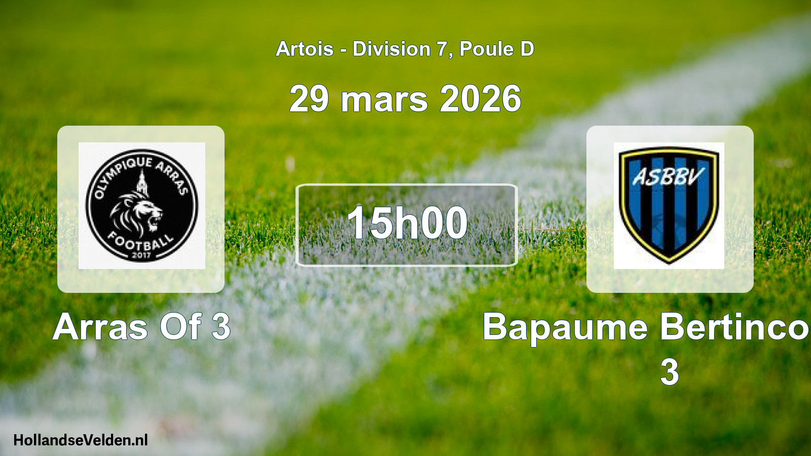Scheduled Match: Arras Of 3 - Bapaume Bertincourt 3 (29 March 2026)