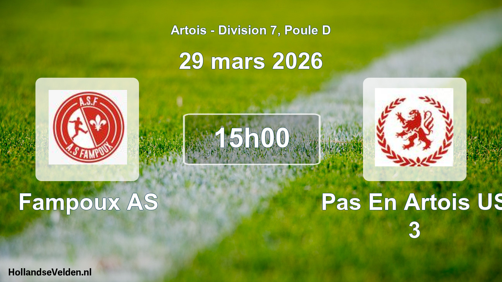 Match programmé: Fampoux AS - Pas En Artois US 3 (29 mars 2026)