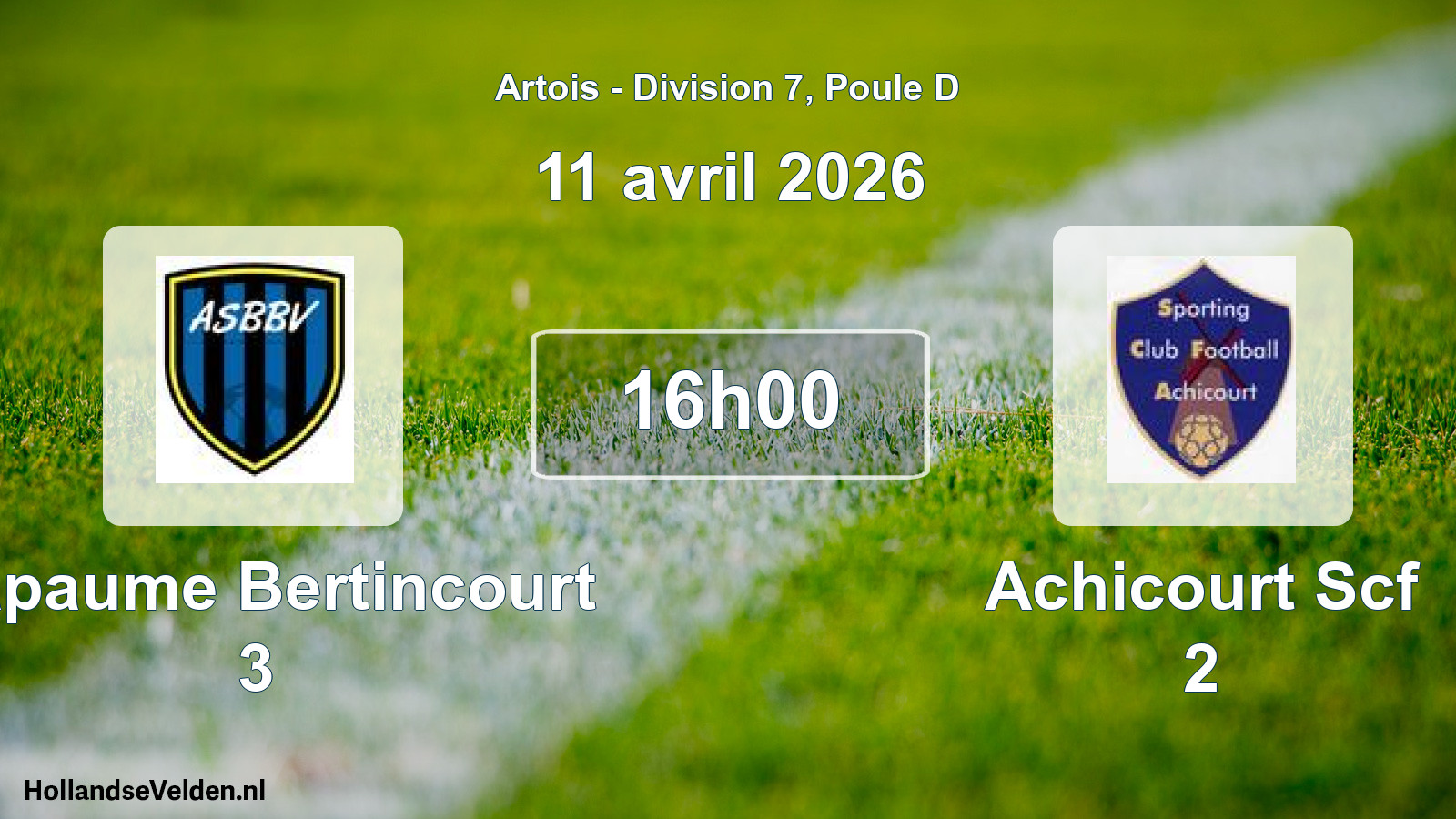 Geplande wedstrijd: Bapaume Bertincourt 3 - Achicourt Scf 2 (11 april 2026)