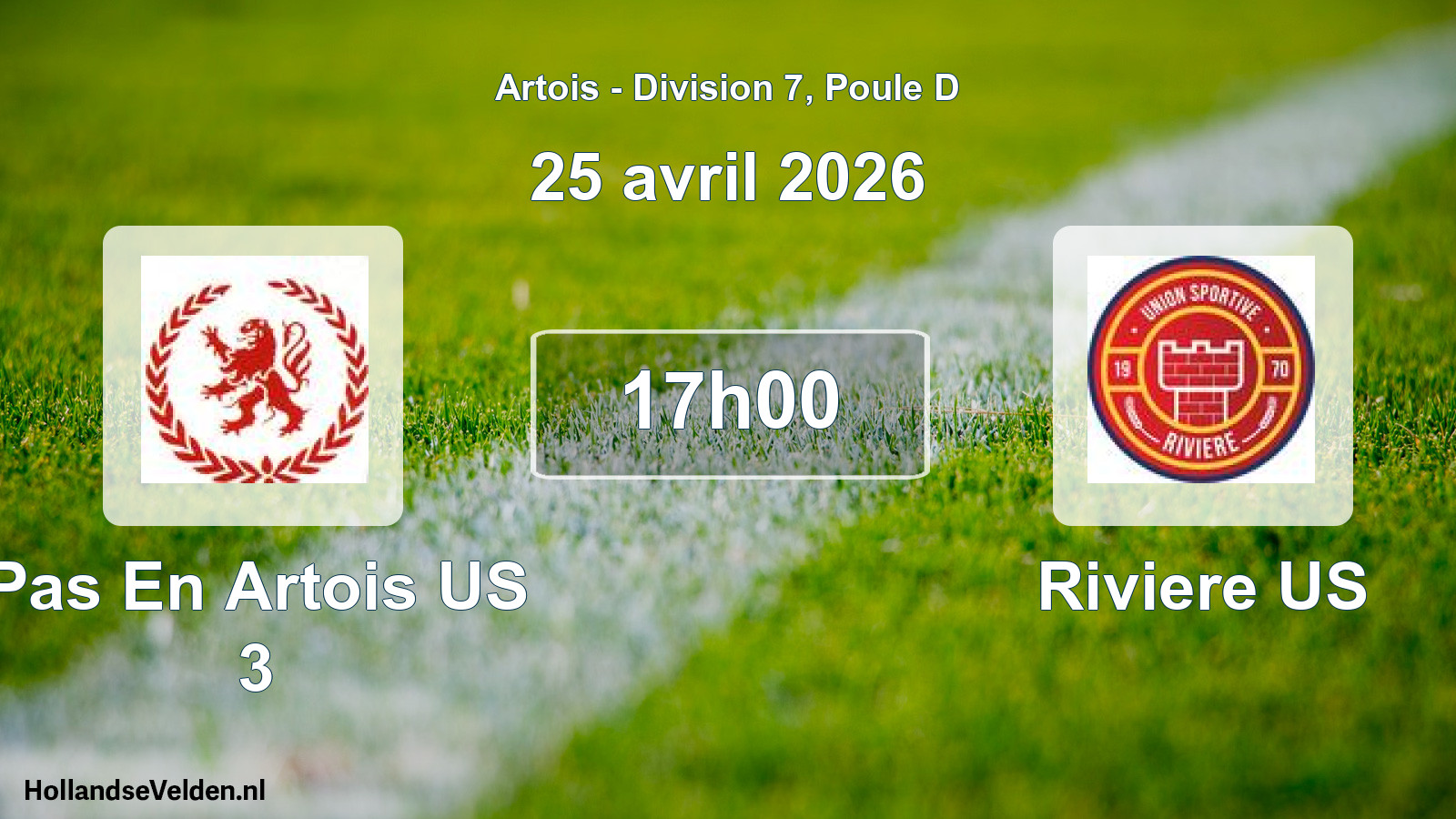 Geplande wedstrijd: Pas En Artois US 3 - Riviere US (25 april 2026)