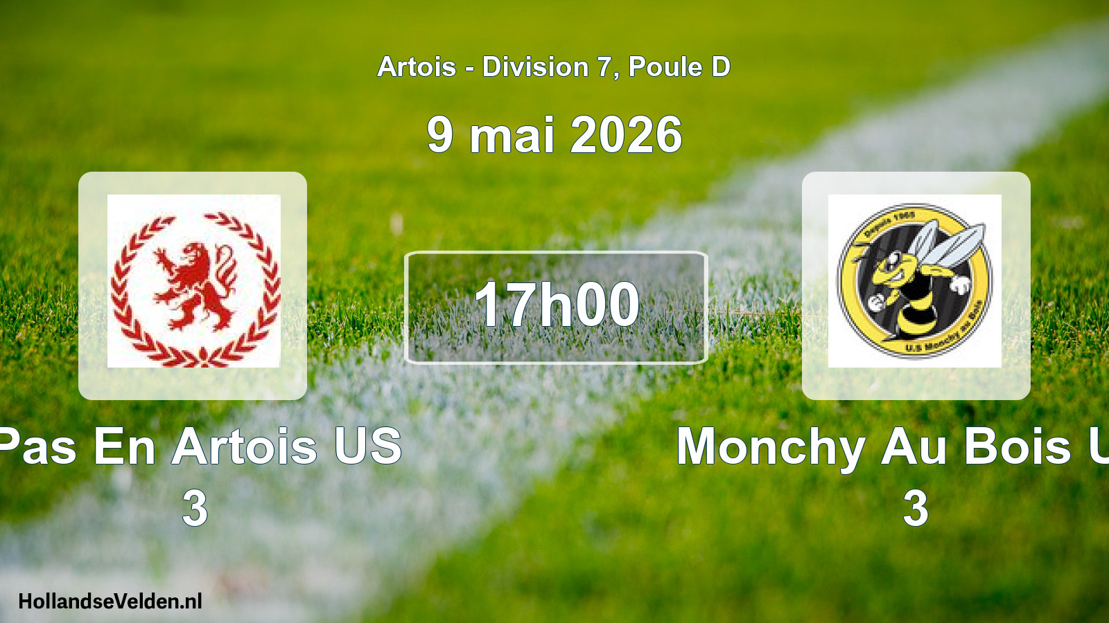 Match programmé: Pas En Artois US 3 - Monchy Au Bois US 3 (9 mai 2026)