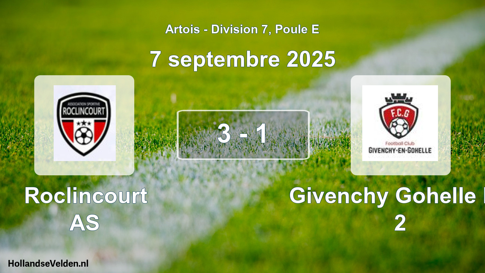 Match joué: Roclincourt AS - Givenchy Gohelle FC 2 3 - 1 (7 septembre 2025)