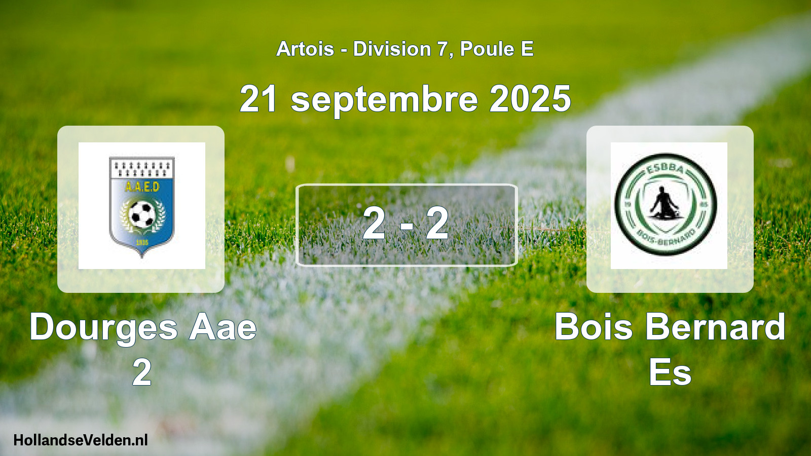 Total number of matches played: Dourges Aae 2 - Bois Bernard Es 2 - 2 (21 September 2025)