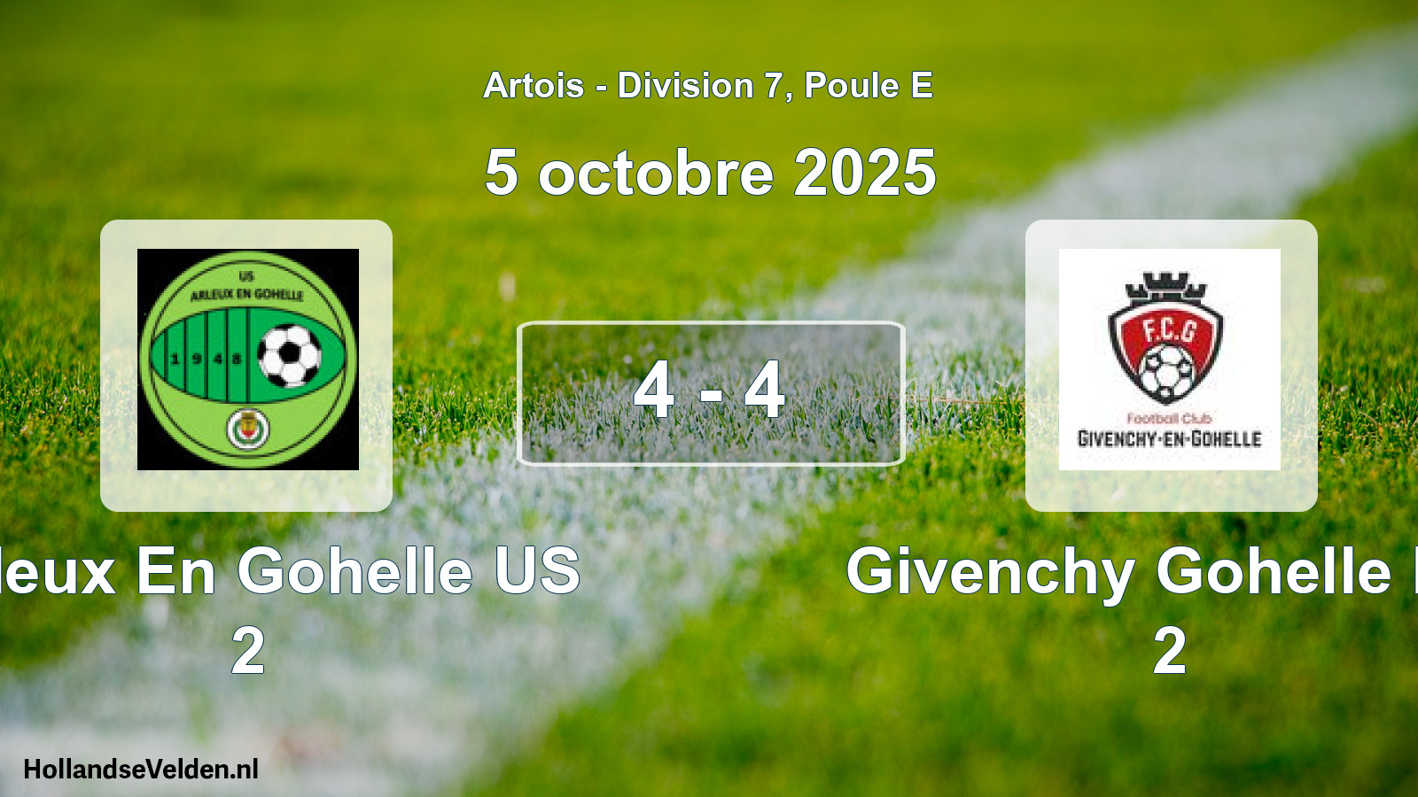 Match joué: Arleux En Gohelle US 2 - Givenchy Gohelle FC 2 4 - 4 (5 octobre 2025)