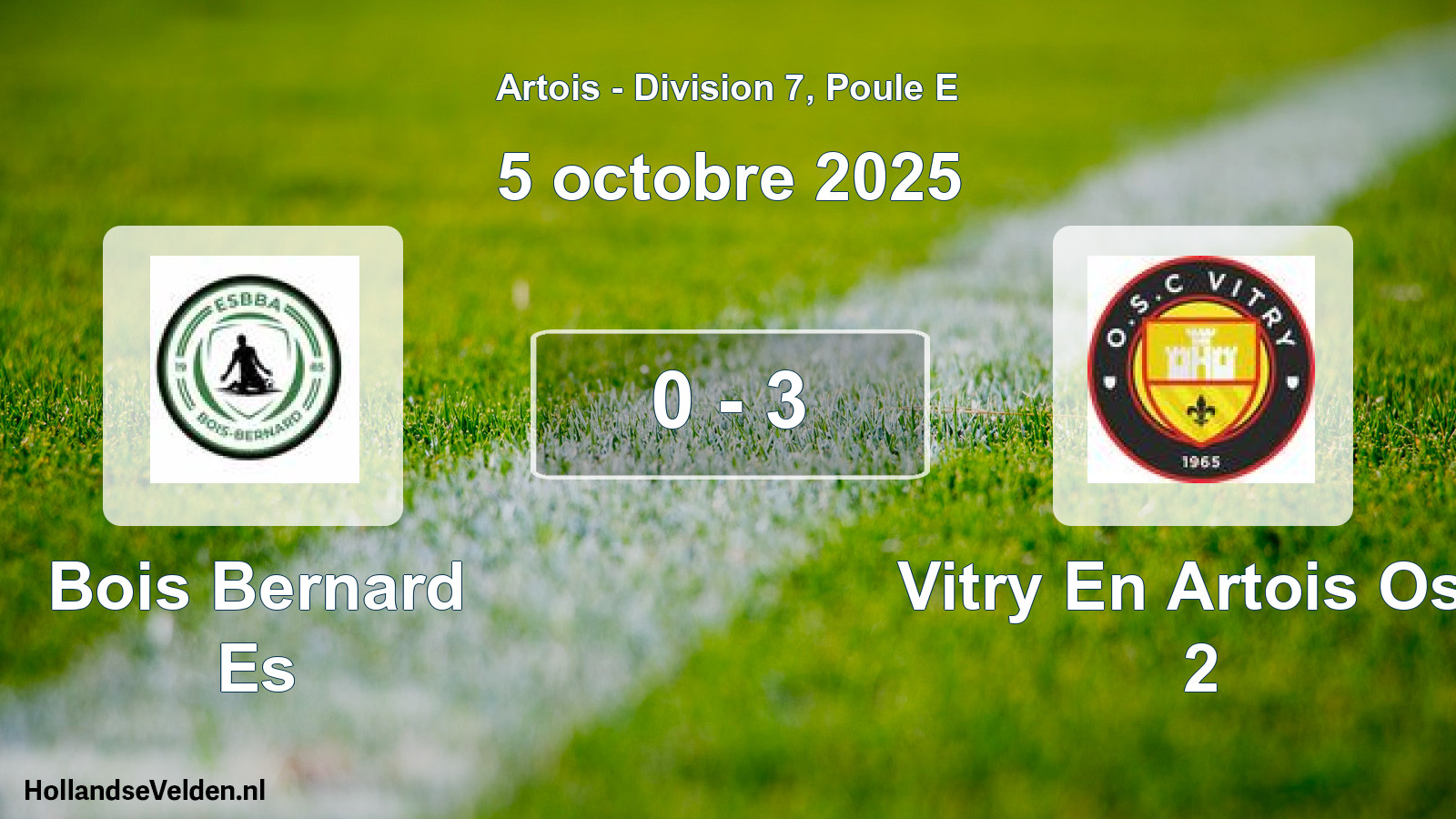 Gespeelde wedstrijd: Bois Bernard Es - Vitry En Artois Osc 2 0 - 3 (5 oktober 2025)