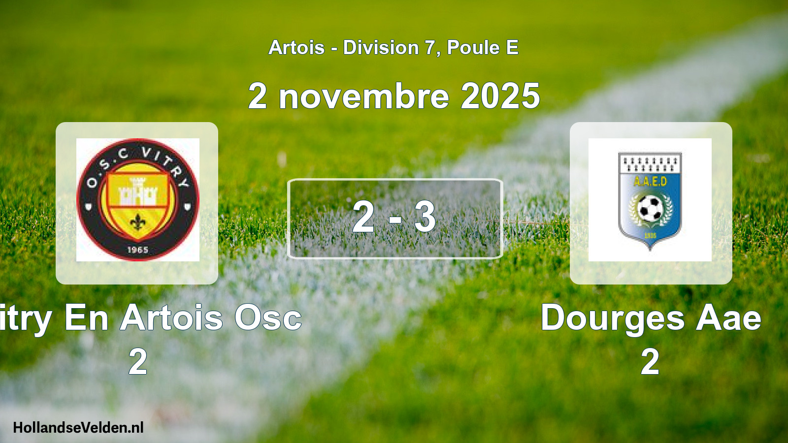 Match joué: Vitry En Artois Osc 2 - Dourges Aae 2 2 - 3 (2 novembre 2025)
