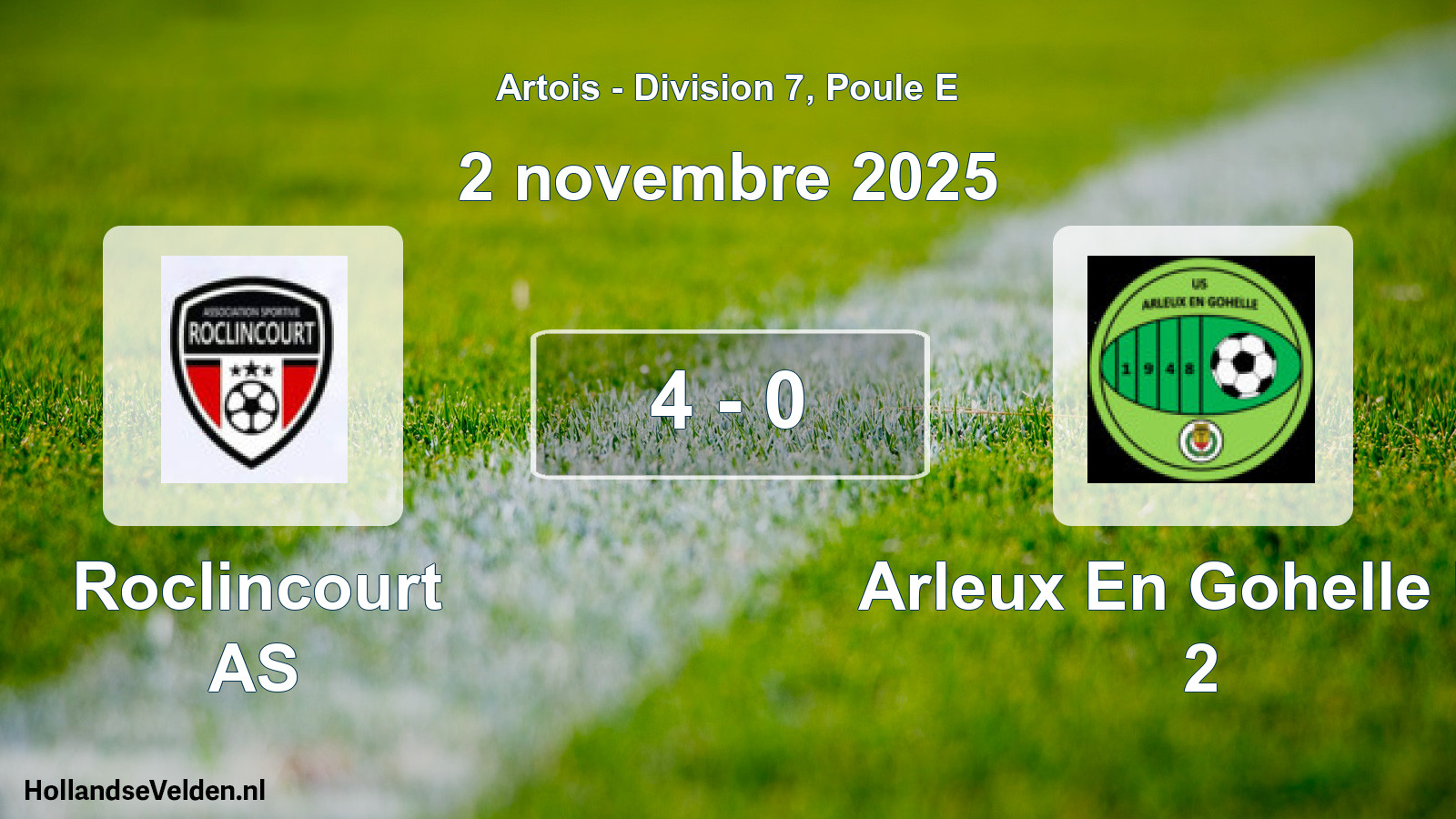 Match joué: Roclincourt AS - Arleux En Gohelle US 2 4 - 0 (2 novembre 2025)