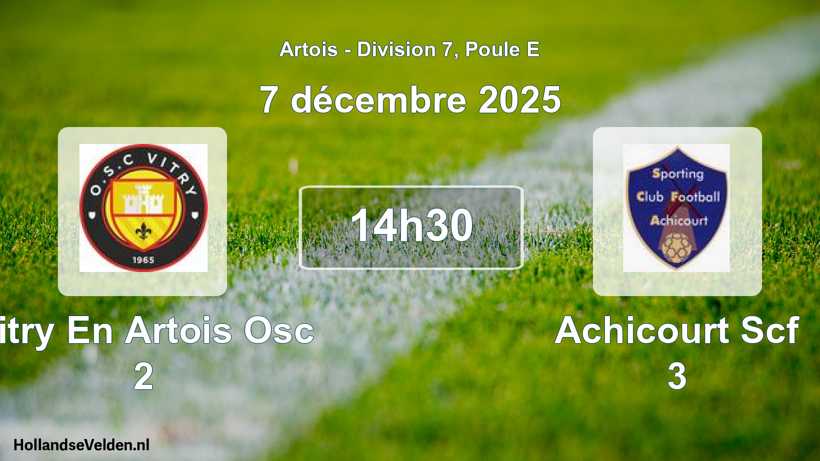 Geplande wedstrijd: Vitry En Artois Osc 2 - Achicourt Scf 3 (7 december 2025)
