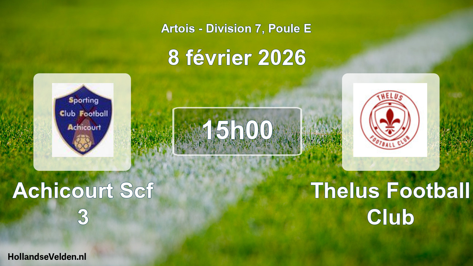 Match programmé: Achicourt Scf 3 - Thelus Football Club (8 février 2026)