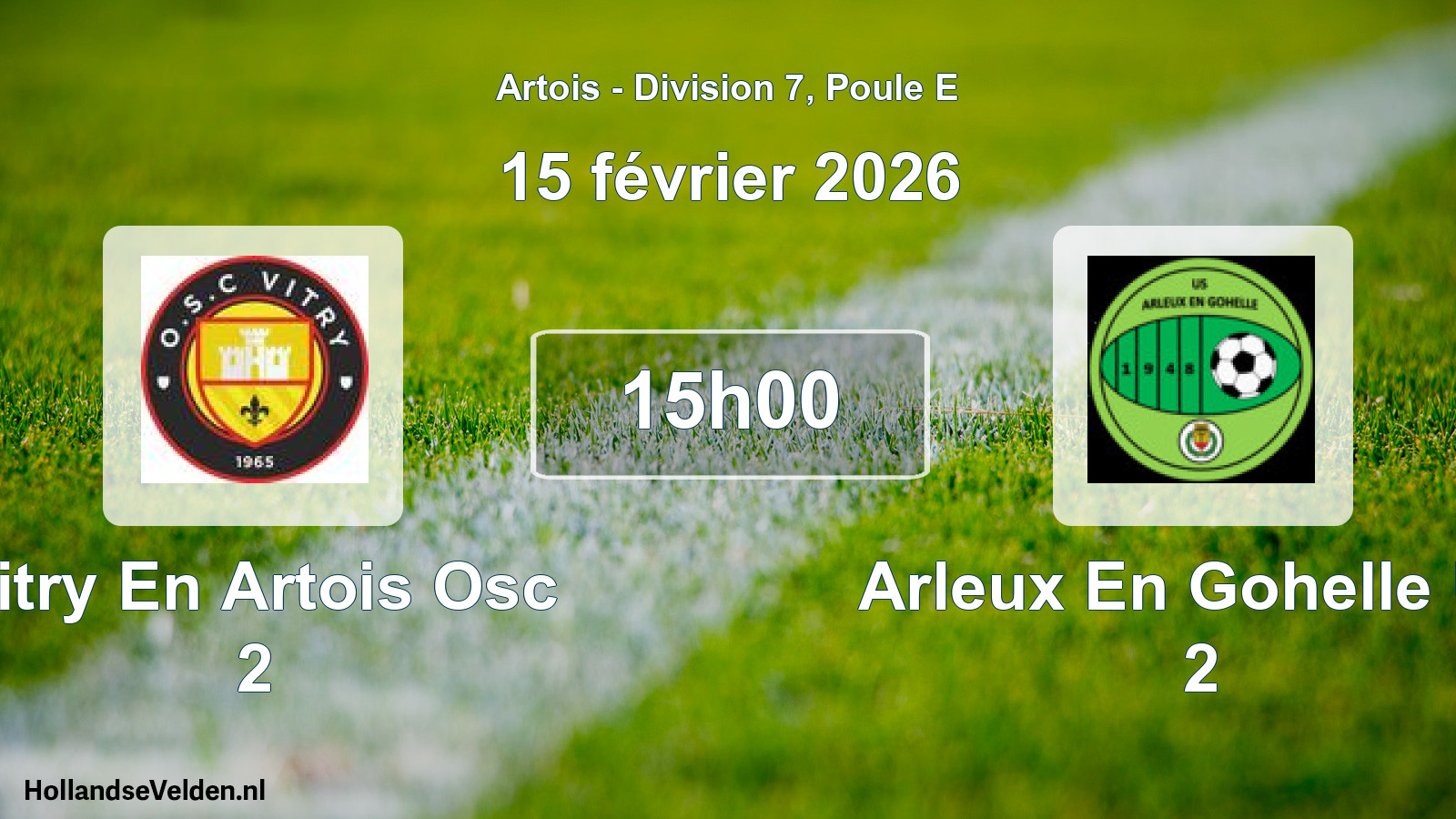 Match programmé: Vitry En Artois Osc 2 - Arleux En Gohelle US 2 (15 février 2026)
