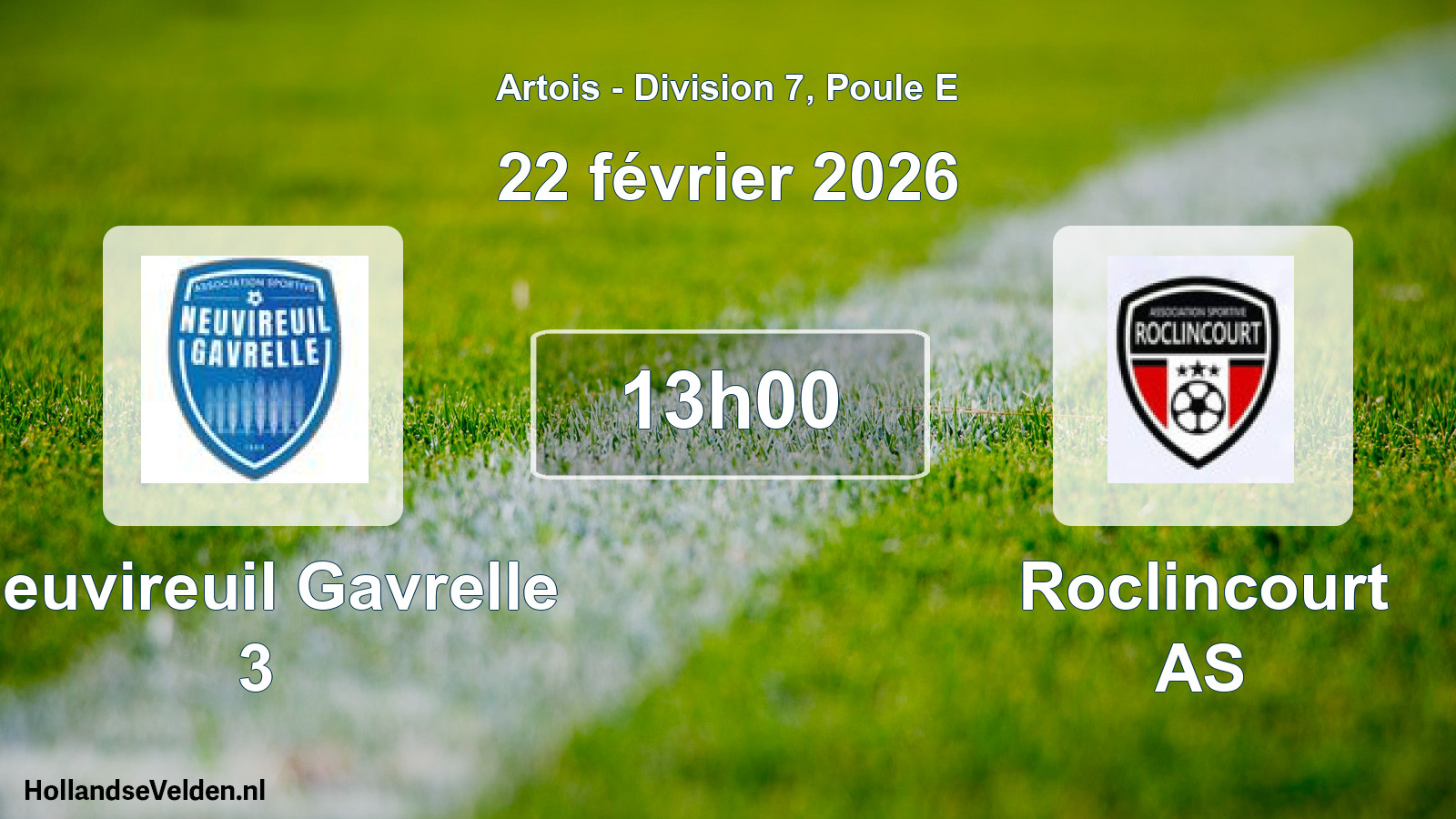 Match programmé: Neuvireuil Gavrelle 3 - Roclincourt AS (22 février 2026)