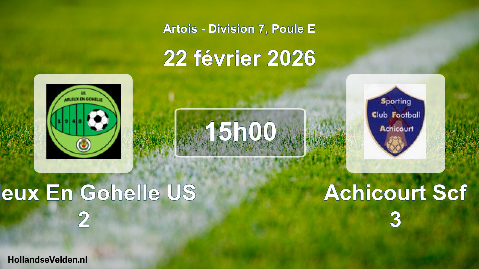 Scheduled Match: Arleux En Gohelle US 2 - Achicourt Scf 3 (22 February 2026)