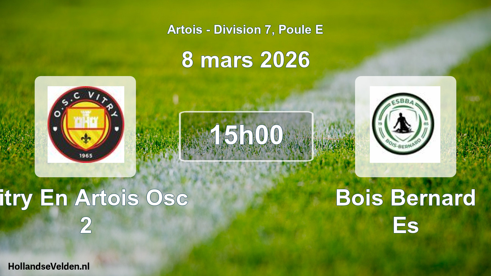 Match programmé: Vitry En Artois Osc 2 - Bois Bernard Es (8 mars 2026)