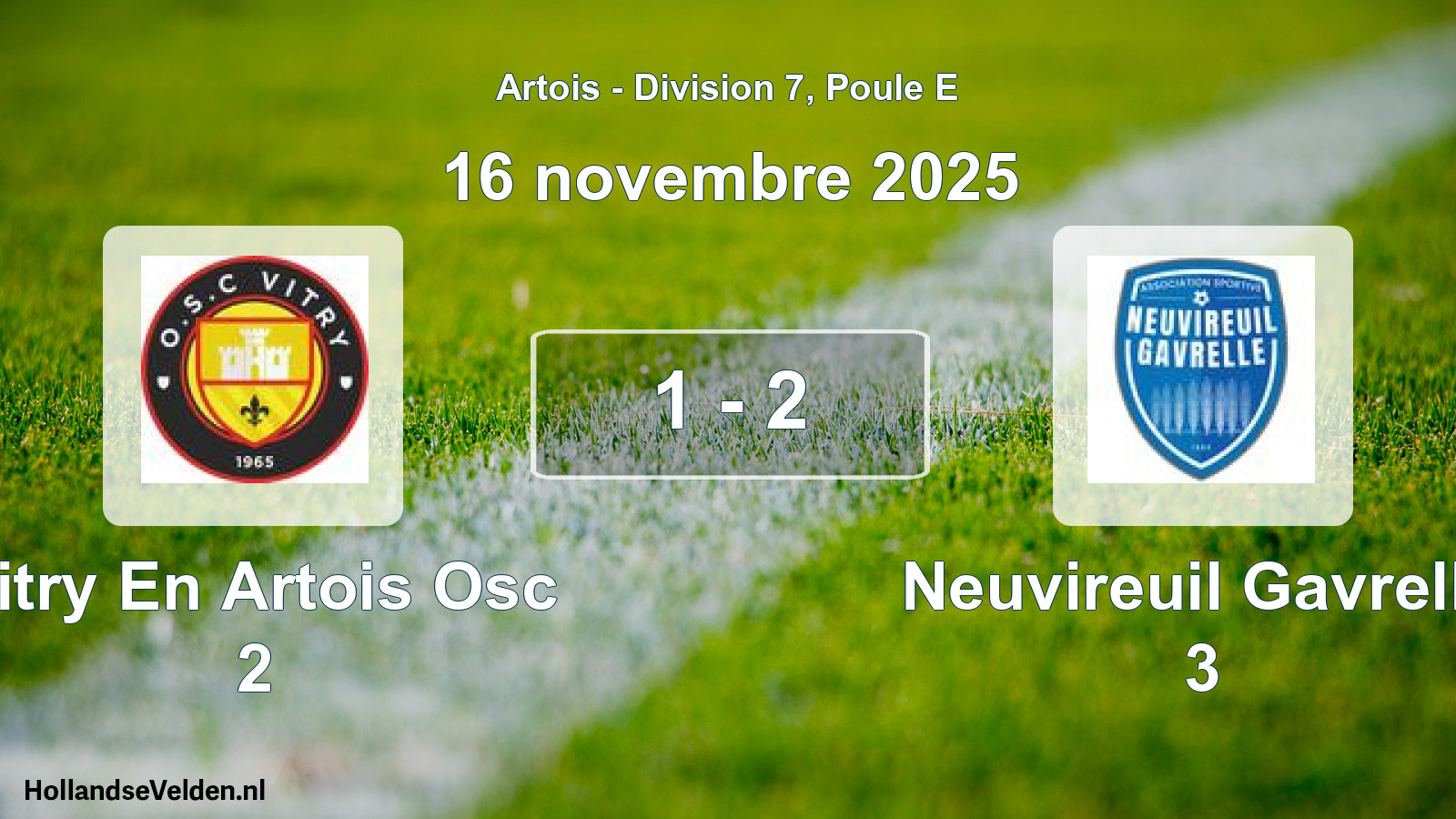 Total number of matches played: Vitry En Artois Osc 2 - Neuvireuil Gavrelle 3 1 - 2 (16 November 2025)