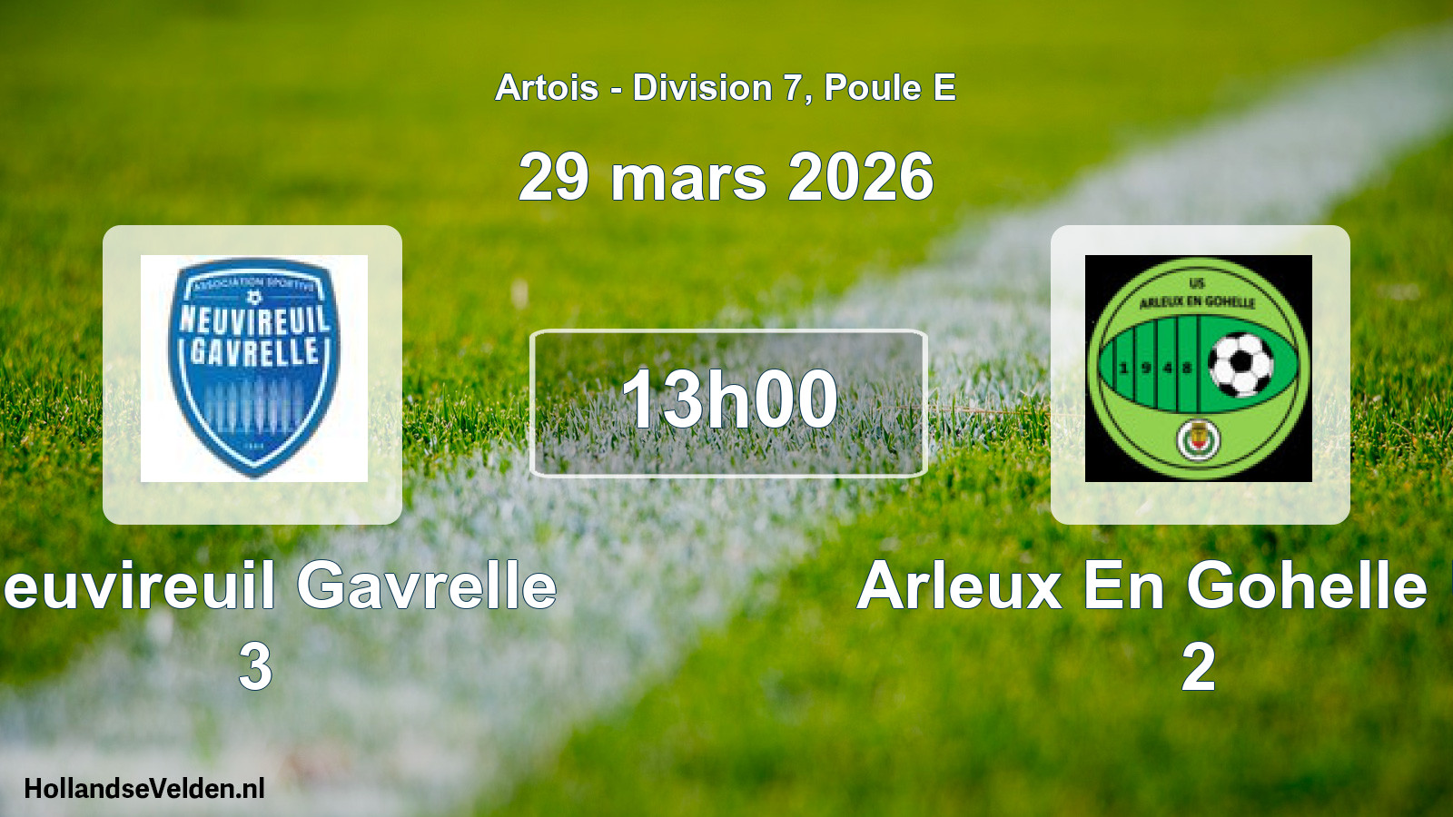 Match programmé: Neuvireuil Gavrelle 3 - Arleux En Gohelle US 2 (29 mars 2026)