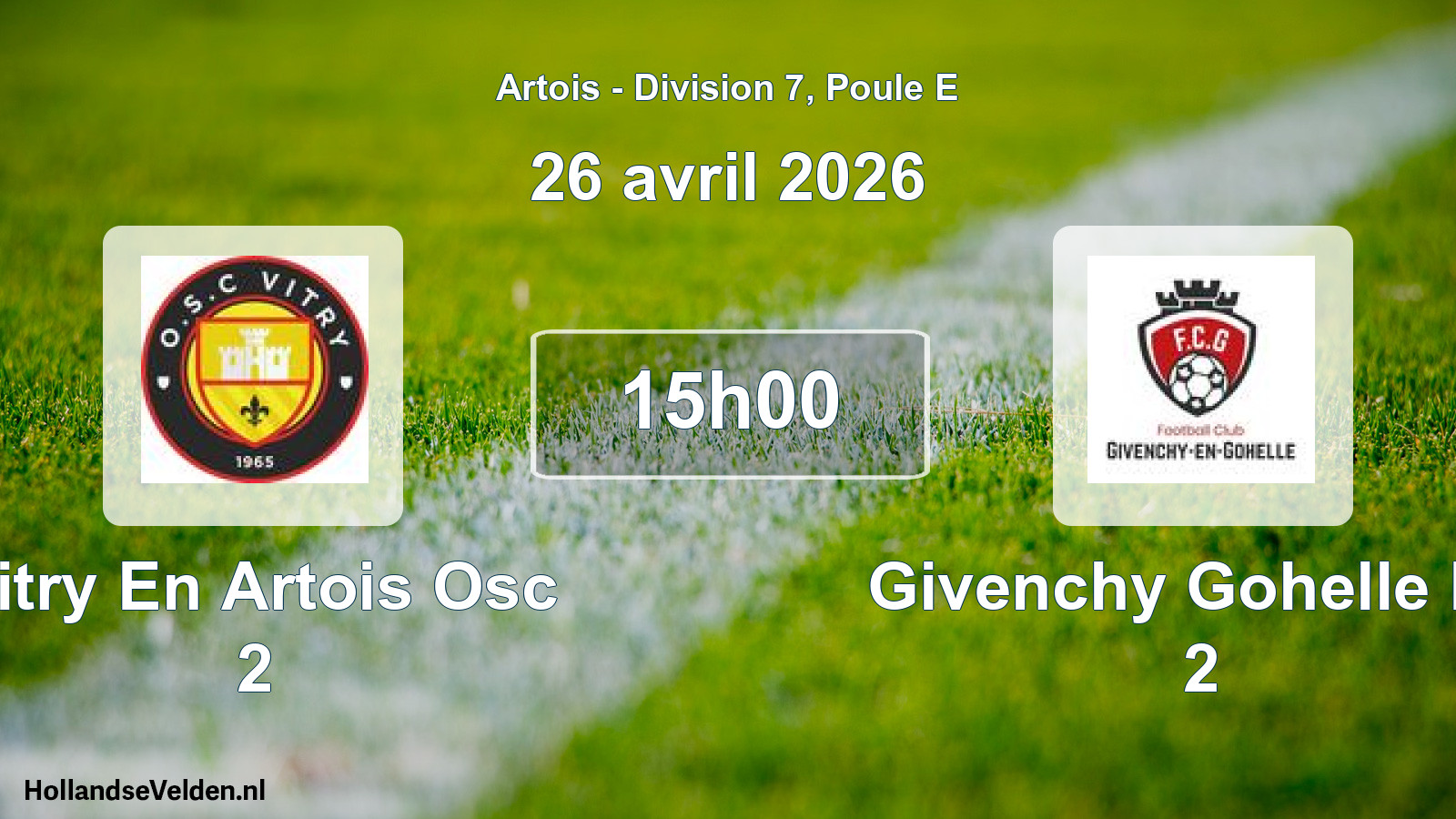 Match programmé: Vitry En Artois Osc 2 - Givenchy Gohelle FC 2 (26 avril 2026)