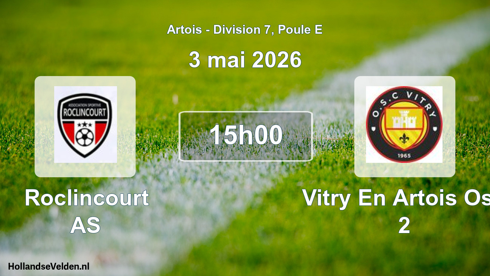 Match programmé: Roclincourt AS - Vitry En Artois Osc 2 (3 mai 2026)