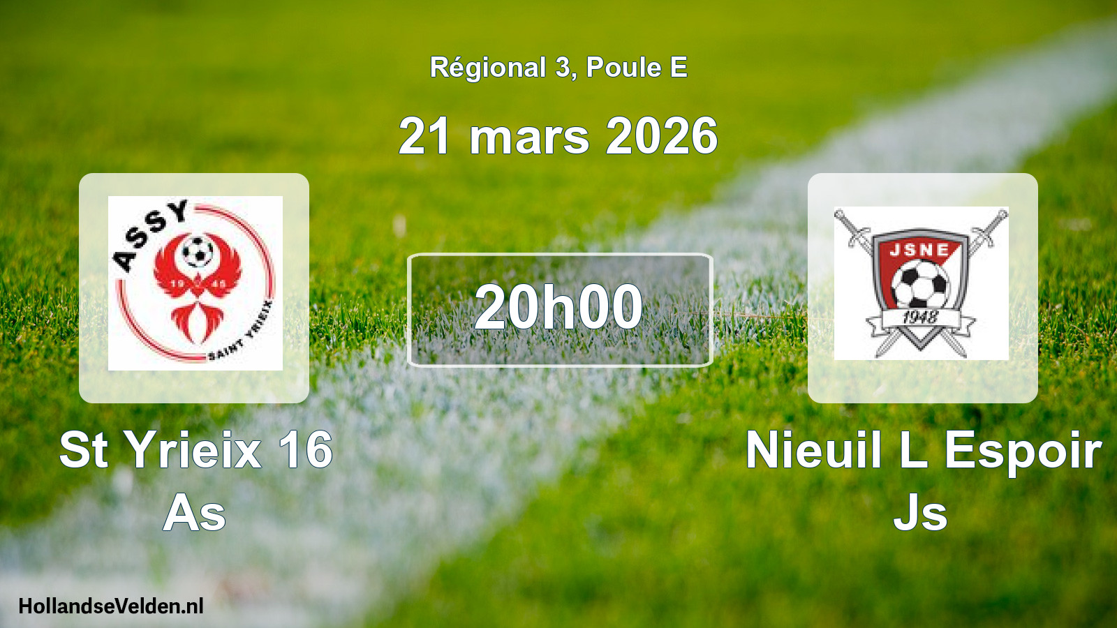 Scheduled Match: St Yrieix 16 As - Nieuil L Espoir Js (21 March 2026)