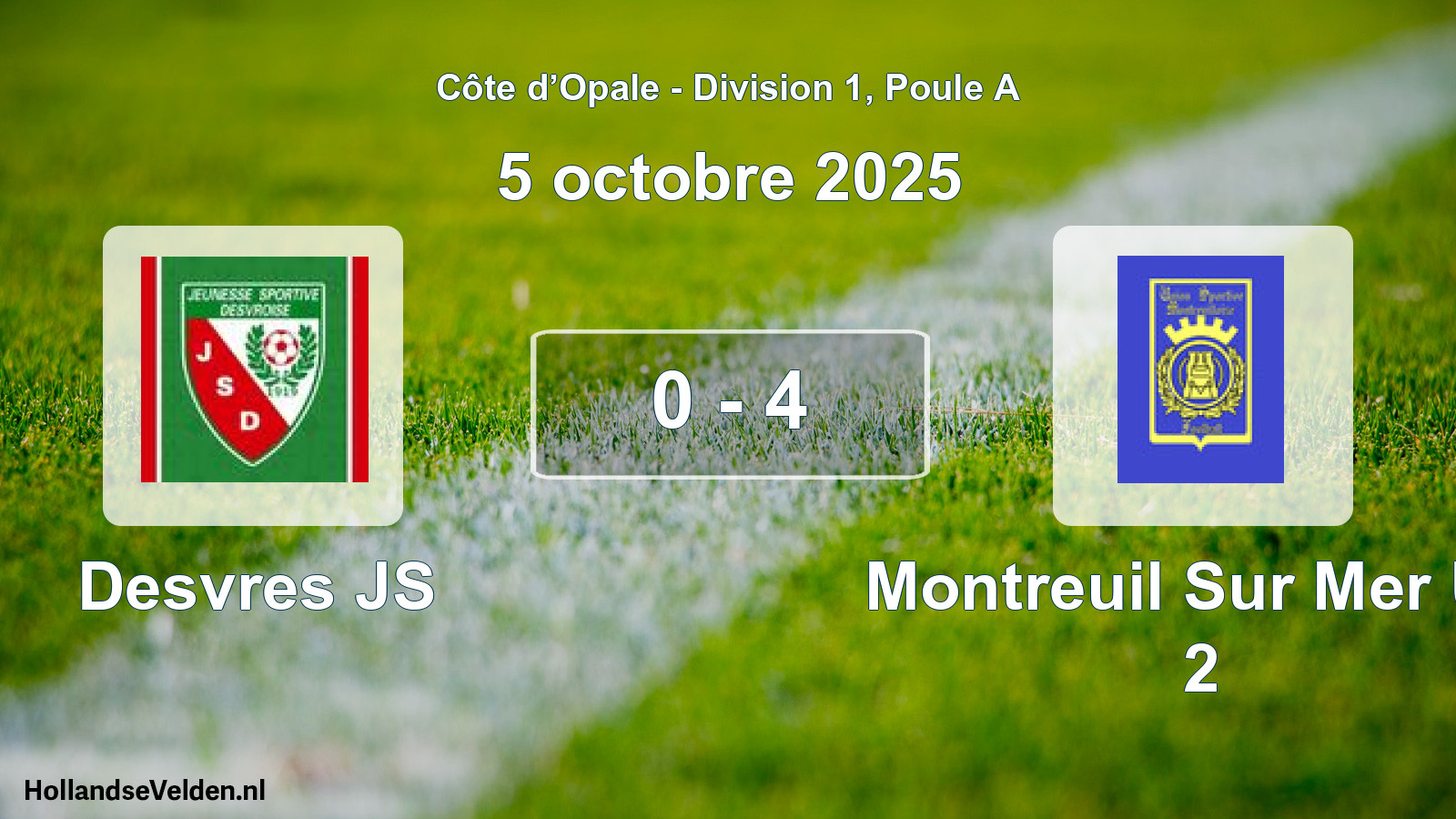 Match joué: Desvres JS - Montreuil Sur Mer US 2 0 - 4 (5 octobre 2025)