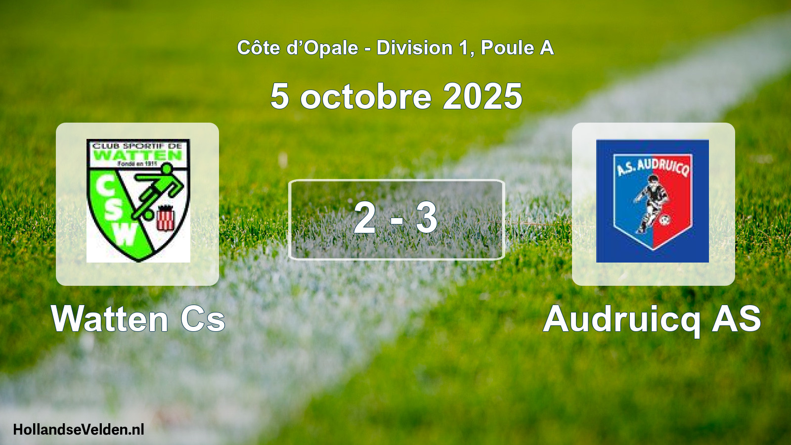 Match joué: Watten Cs - Audruicq AS 2 - 3 (5 octobre 2025)