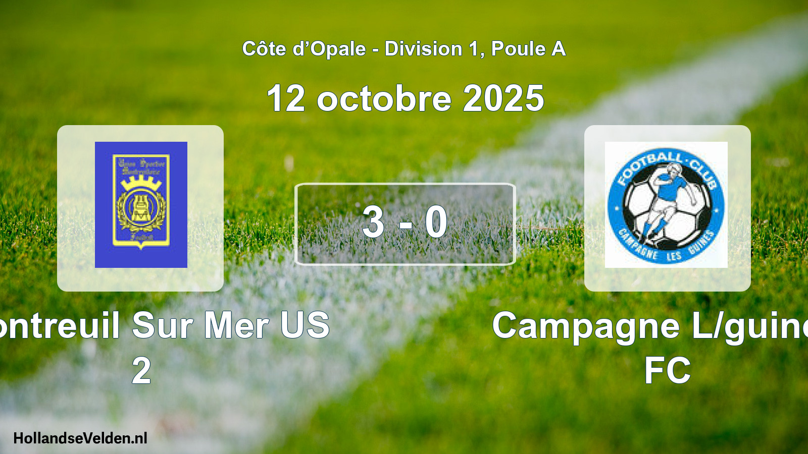 Match joué: Montreuil Sur Mer US 2 - Campagne L/guines FC 3 - 0 (12 octobre 2025)