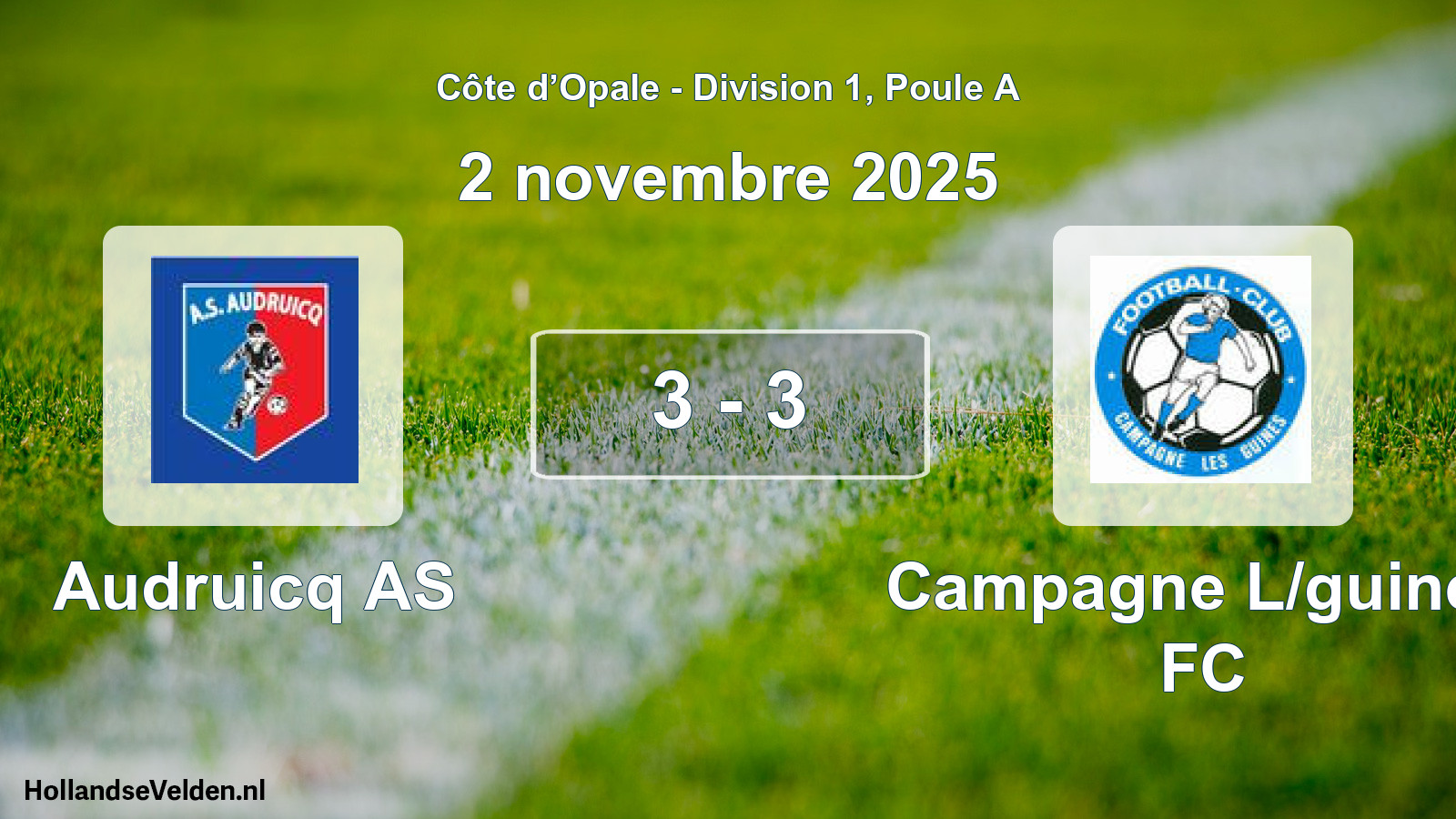 Match joué: Audruicq AS - Campagne L/guines FC 3 - 3 (2 novembre 2025)