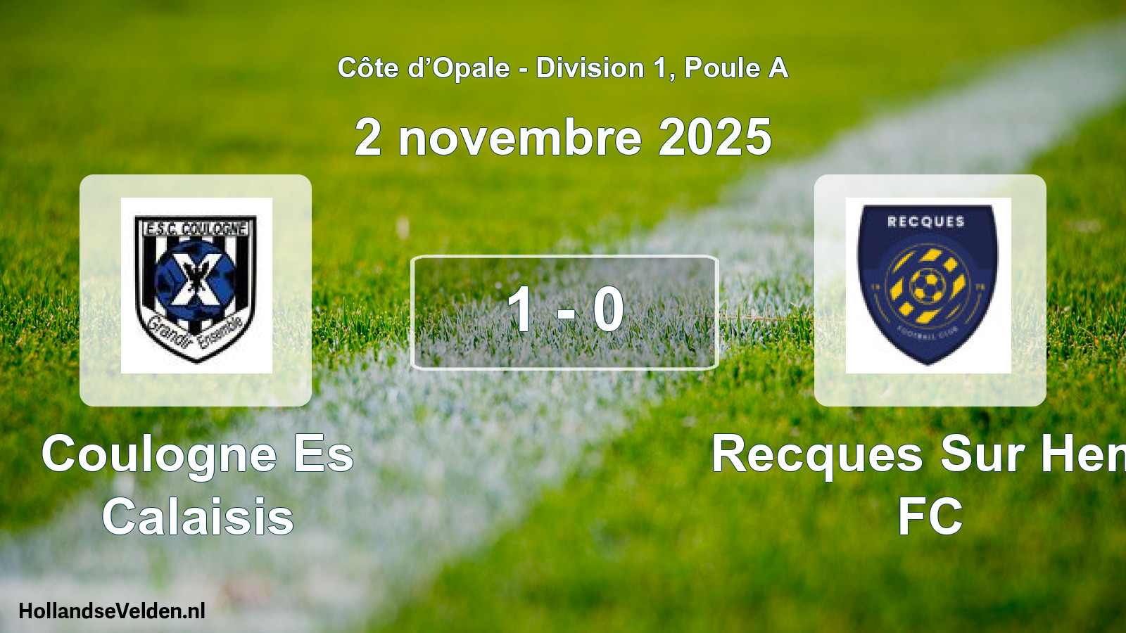 Total number of matches played: Coulogne Es Calaisis - Recques Sur Hem FC 1 - 0 (2 November 2025)
