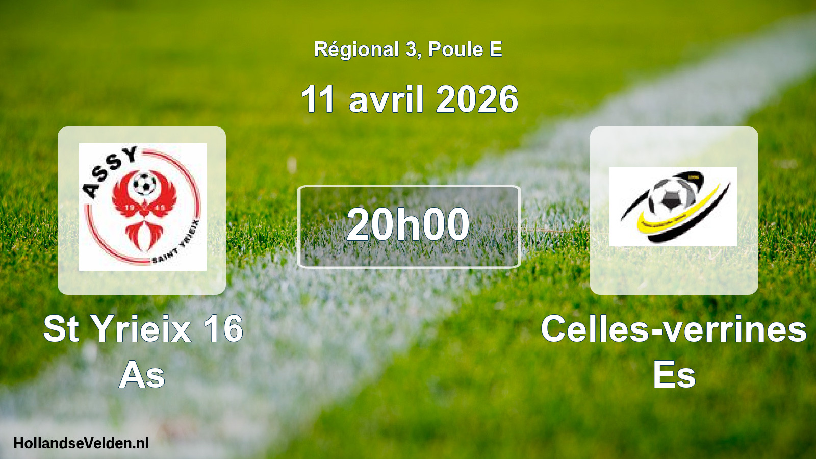 Geplande wedstrijd: St Yrieix 16 As - Celles-verrines Es (11 avril 2026)