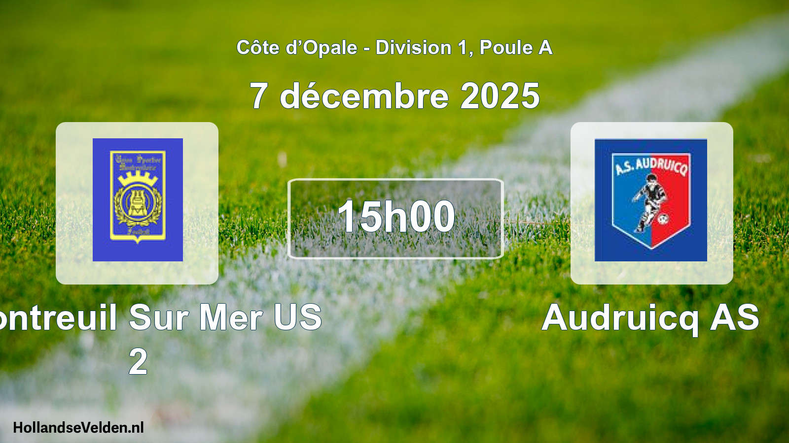 Match programmé: Montreuil Sur Mer US 2 - Audruicq AS (7 décembre 2025)