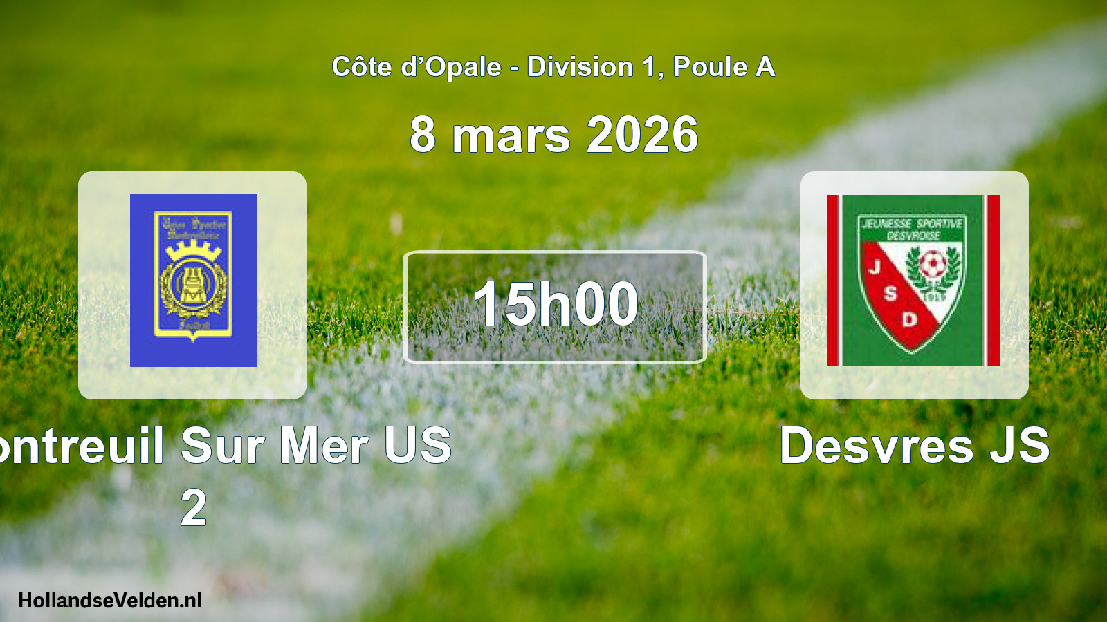 Match programmé: Montreuil Sur Mer US 2 - Desvres JS (8 mars 2026)