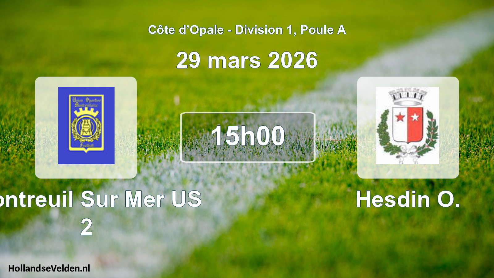 Match programmé: Montreuil Sur Mer US 2 - Hesdin O. (29 mars 2026)