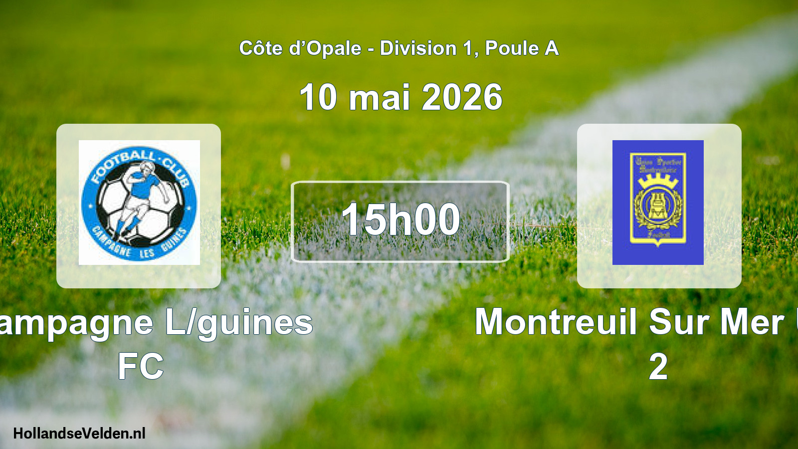 Match programmé: Campagne L/guines FC - Montreuil Sur Mer US 2 (10 mai 2026)
