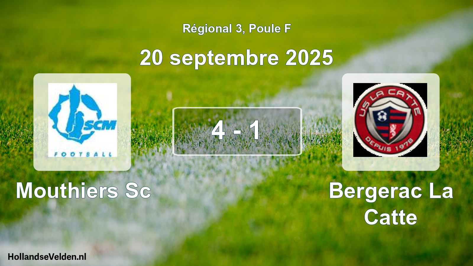 Gespeelde wedstrijd: Mouthiers Sc - Bergerac La Catte 4 - 1 (20 september 2025)