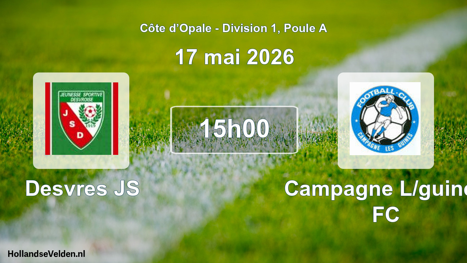 Match programmé: Desvres JS - Campagne L/guines FC (17 mai 2026)