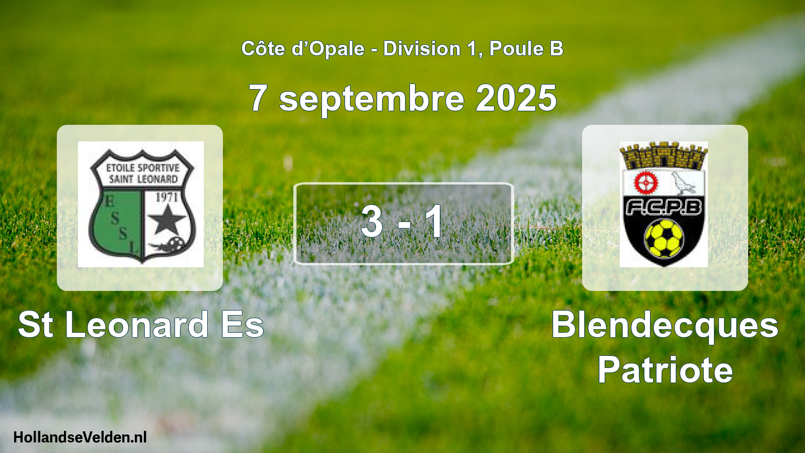 Match joué: St Leonard Es - Blendecques Patriote 3 - 1 (7 septembre 2025)