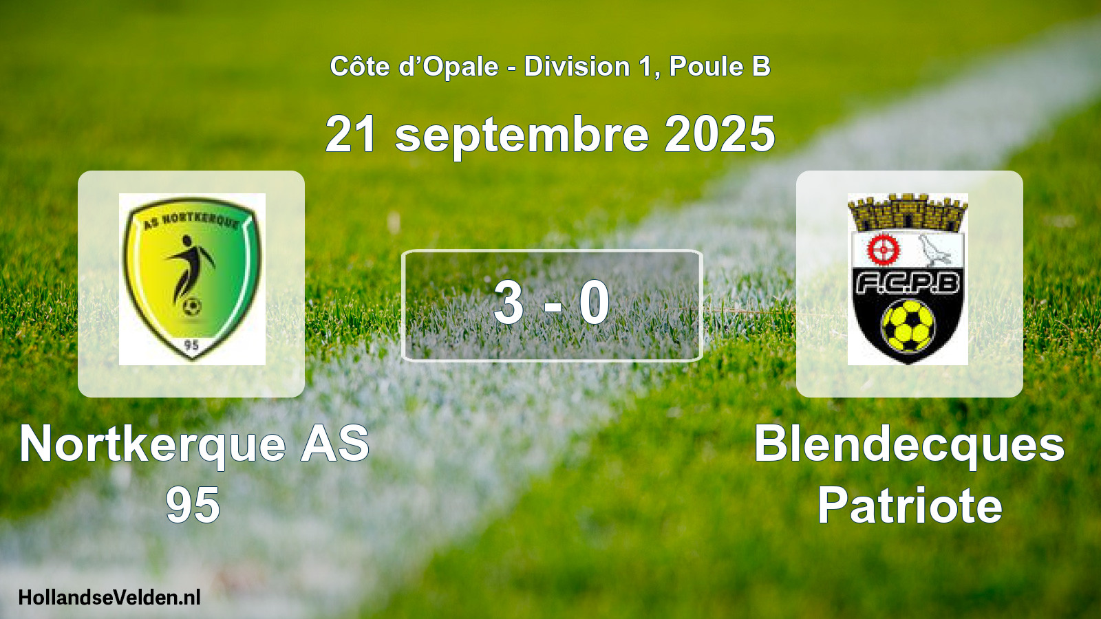 Match joué: Nortkerque AS 95 - Blendecques Patriote 3 - 0 (21 septembre 2025)