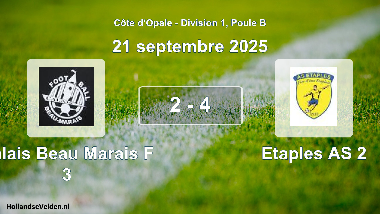 Total number of matches played: Calais Beau Marais F 3 - Etaples AS 2 2 - 4 (21 September 2025)