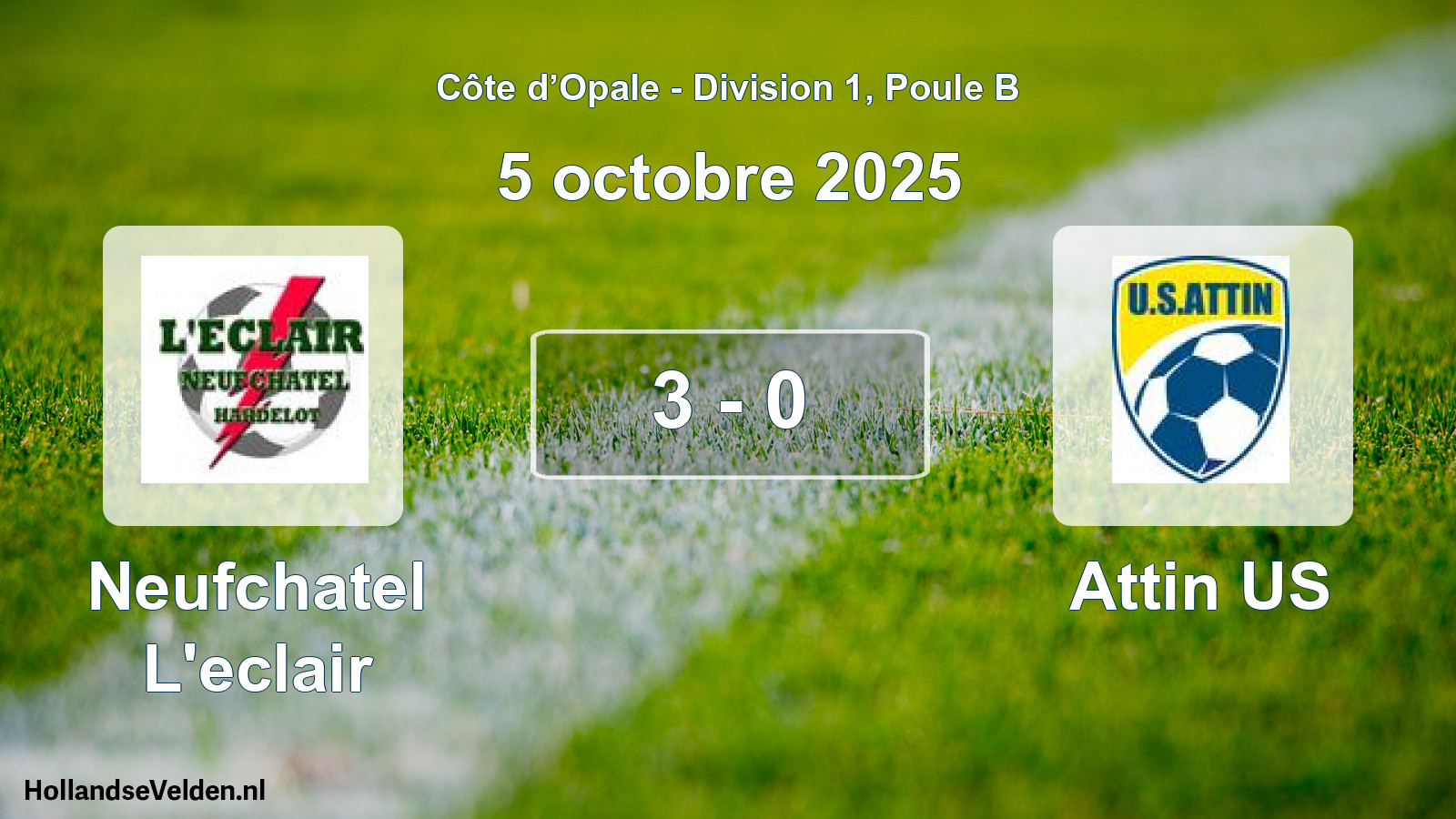 Match joué: Neufchatel L'eclair - Attin US 3 - 0 (5 octobre 2025)