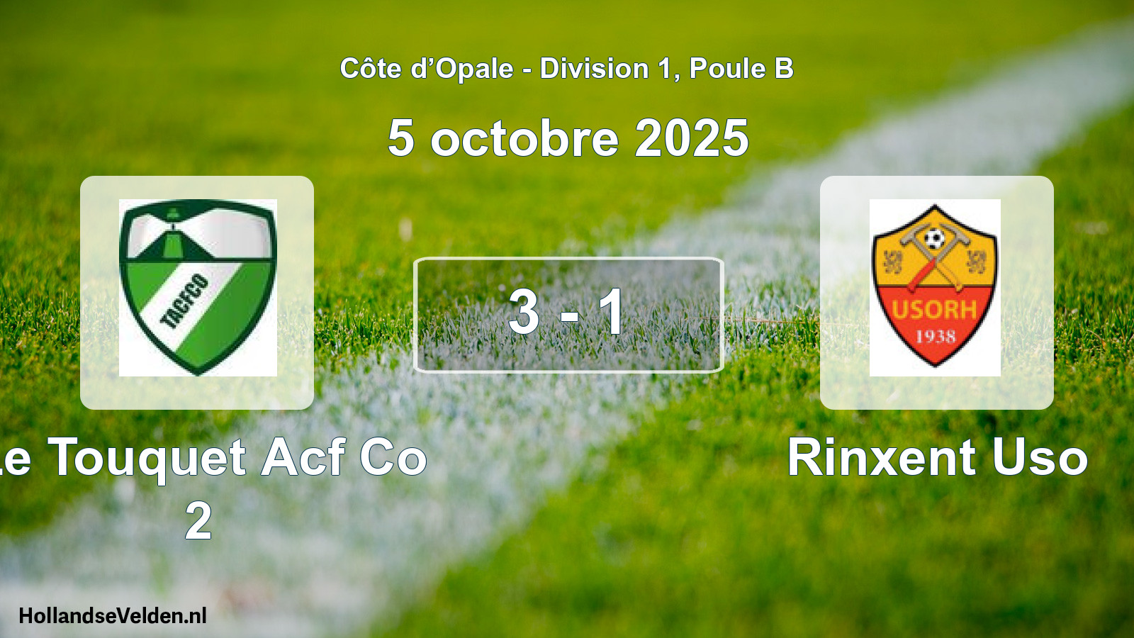 Total number of matches played: Le Touquet Acf Co 2 - Rinxent Uso 3 - 1 (5 October 2025)