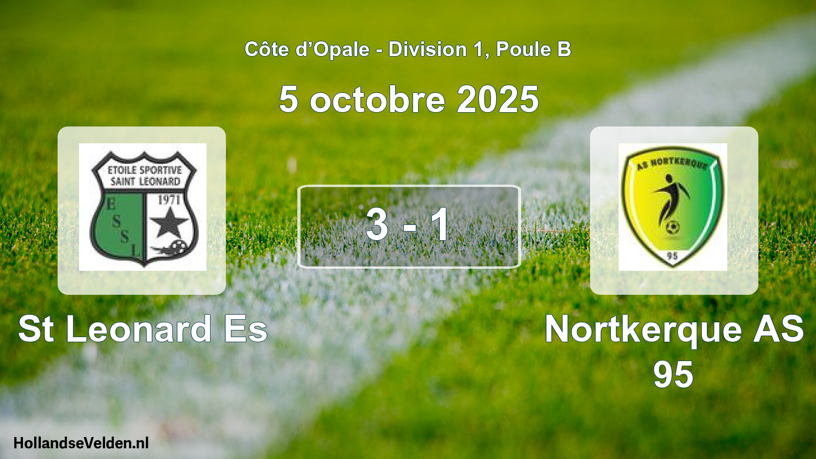 Total number of matches played: St Leonard Es - Nortkerque AS 95 3 - 1 (5 October 2025)