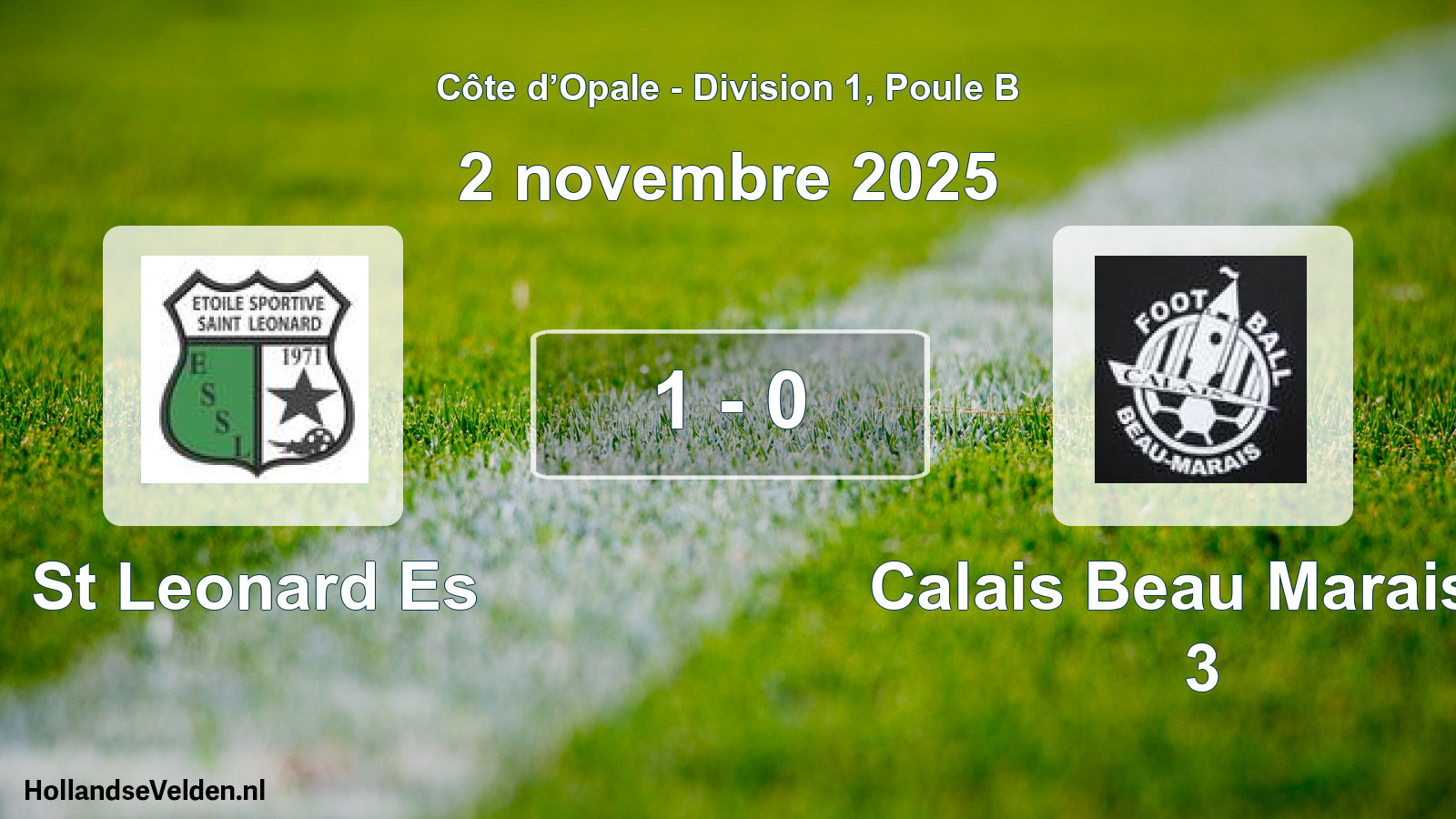 Match joué: St Leonard Es - Calais Beau Marais F 3 1 - 0 (2 novembre 2025)