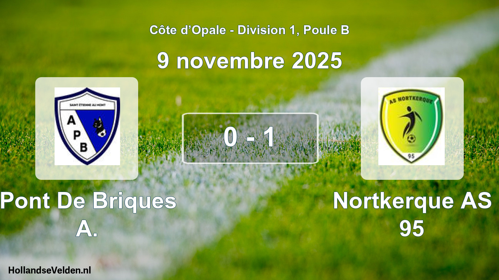 Match joué: Pont De Briques A. - Nortkerque AS 95 0 - 1 (9 novembre 2025)
