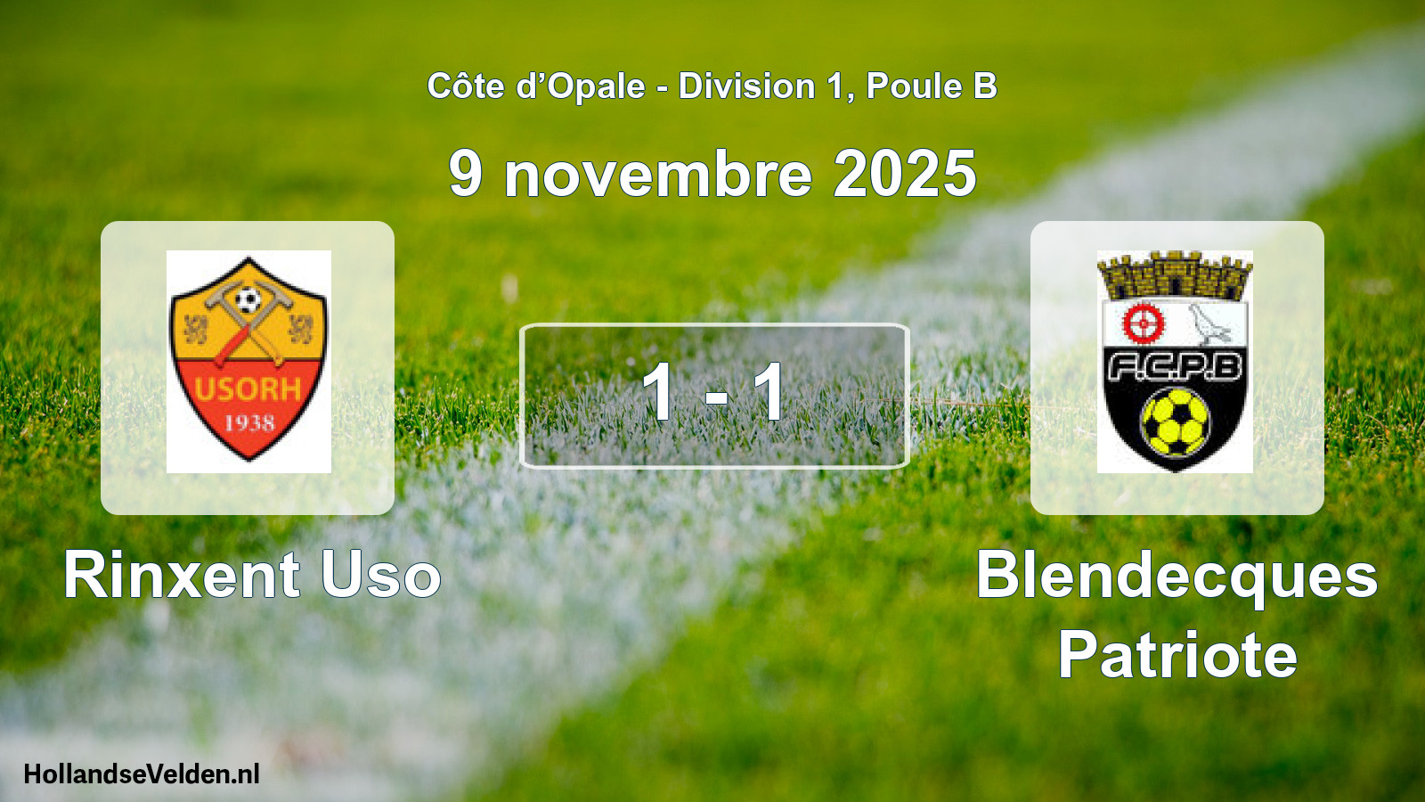 Match joué: Rinxent Uso - Blendecques Patriote 1 - 1 (9 novembre 2025)