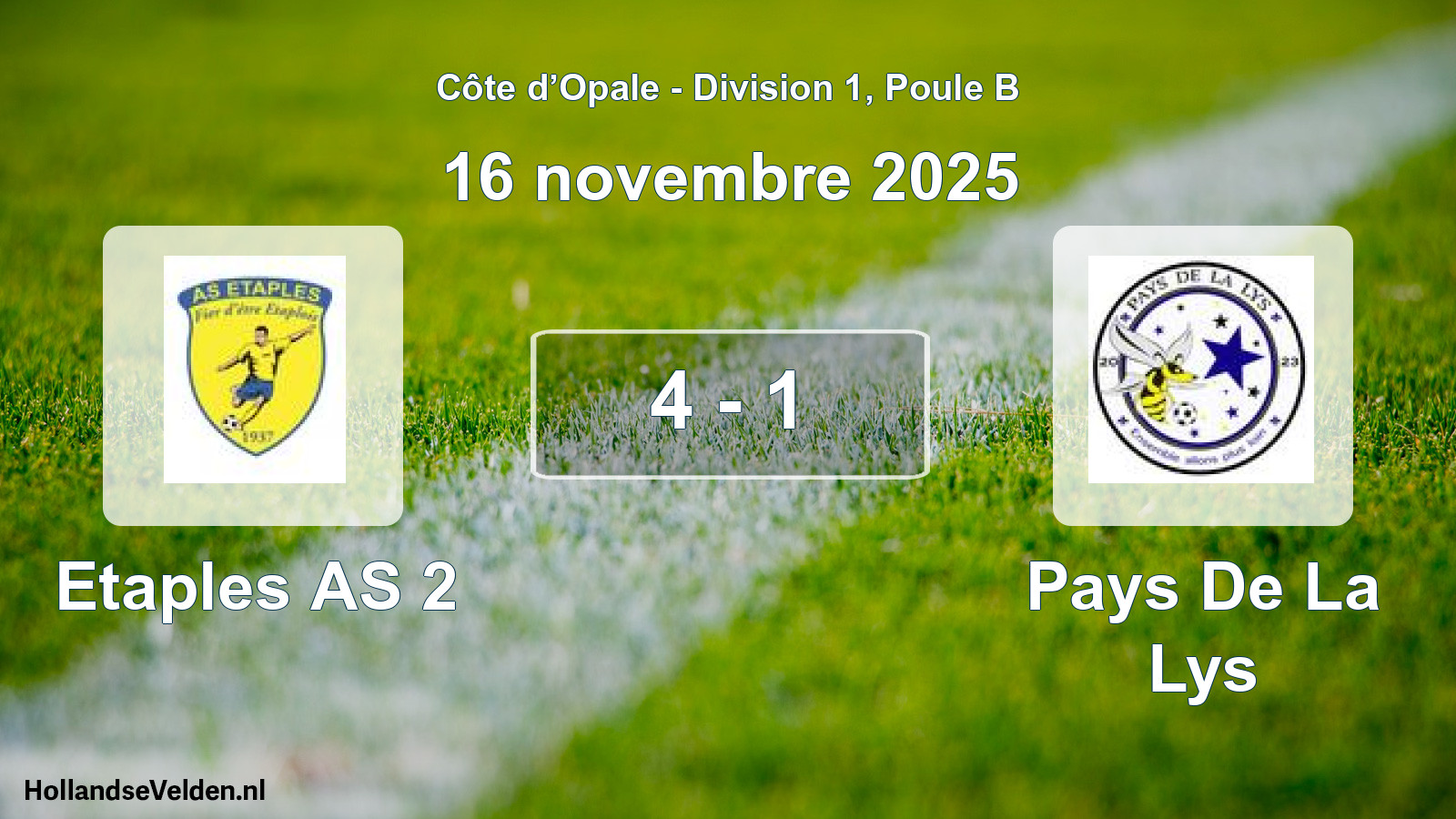 Match joué: Etaples AS 2 - Pays De La Lys 4 - 1 (16 novembre 2025)
