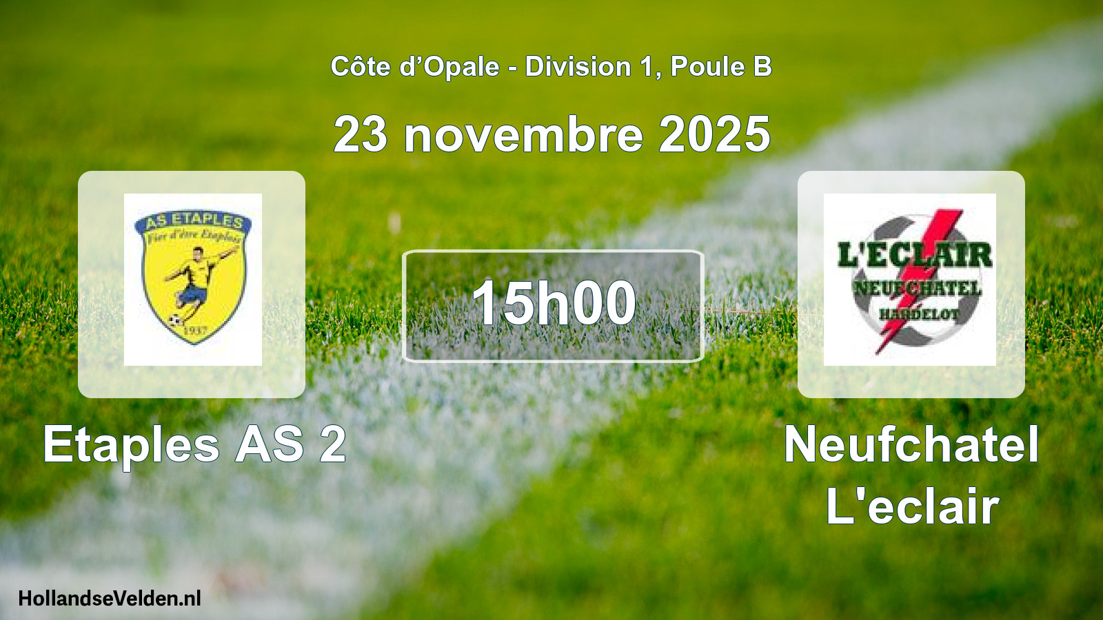 Match programmé: Etaples AS 2 - Neufchatel L'eclair (23 novembre 2025)