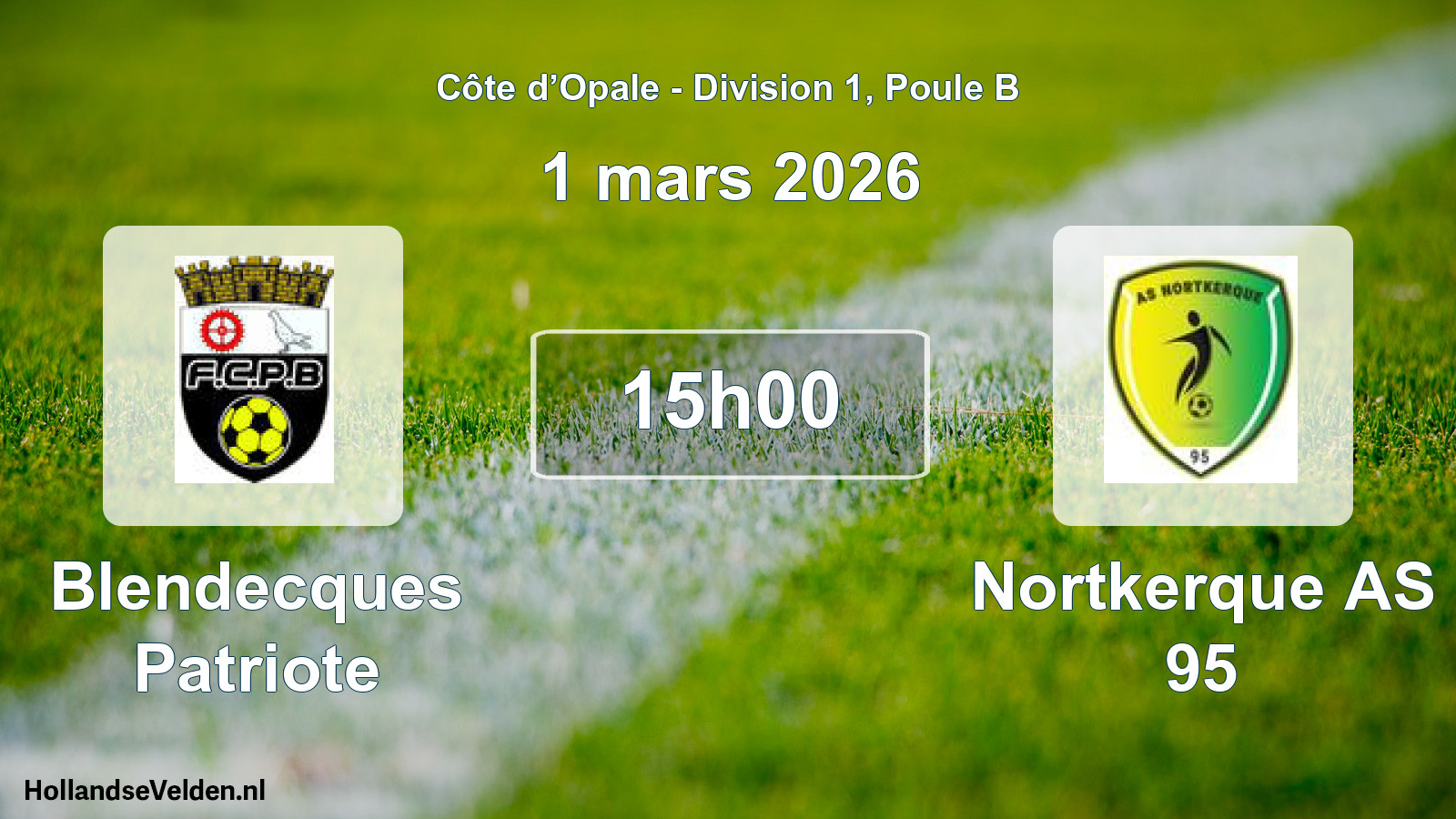 Match programmé: Blendecques Patriote - Nortkerque AS 95 (1 mars 2026)