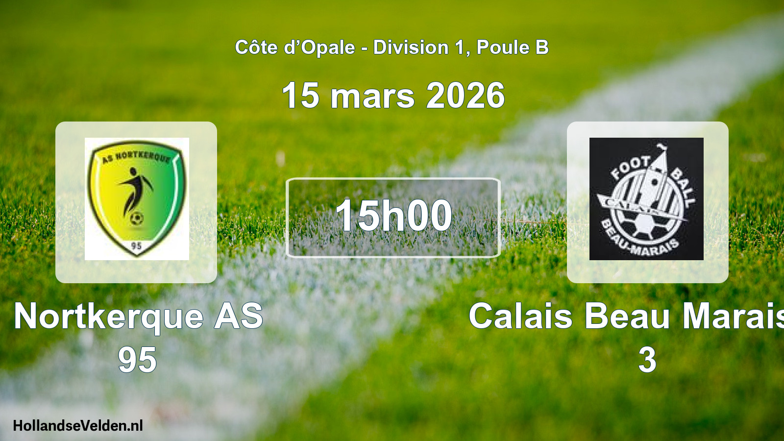 Match programmé: Nortkerque AS 95 - Calais Beau Marais F 3 (15 mars 2026)