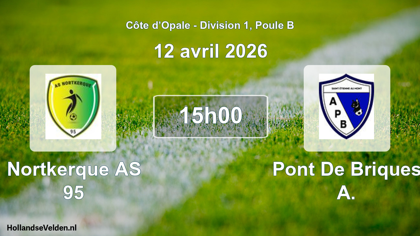 Match programmé: Nortkerque AS 95 - Pont De Briques A. (12 avril 2026)