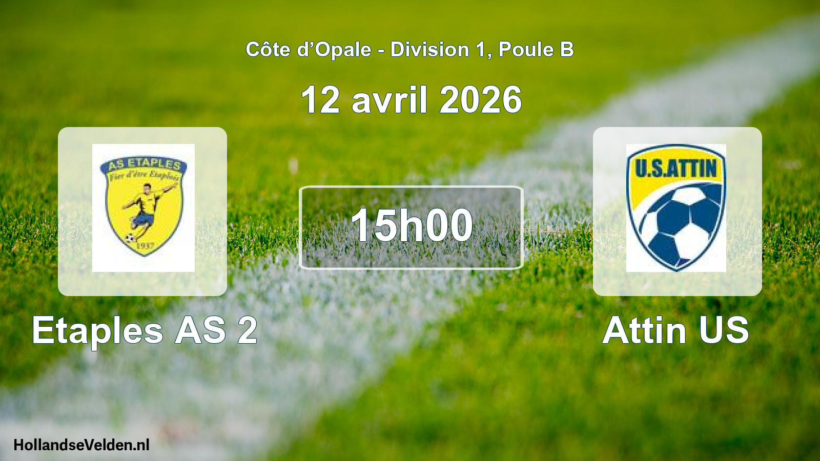 Match programmé: Etaples AS 2 - Attin US (12 avril 2026)